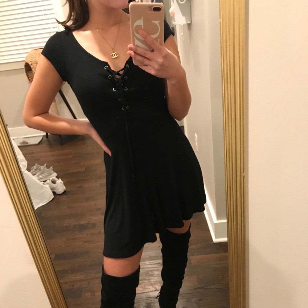 Casual black dress you can dress up or down.